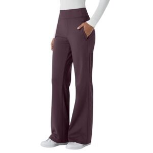 Halara Large Petite Plum Flex DayStretch Mid Rise Side Pocket Work Flare Pants
